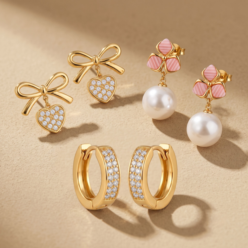 Gold Earrings for Women Gold Plated Earrings 18K Gold Plated Earrings Stud Earrings Hoop Earrings Huggie Earrings